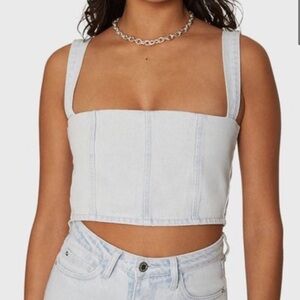 WeWoreWhat Denim Corset Crop Top